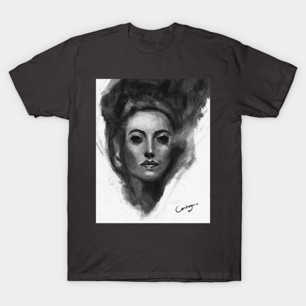 Charcoal Woman Face sketch T-Shirt by carbogninalberto